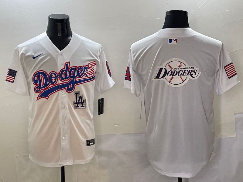 Men Los Angeles Dodgers Blank White national flag second generation joint name Nike 2025 MLB Jersey style 30->los angeles dodgers->MLB Jersey